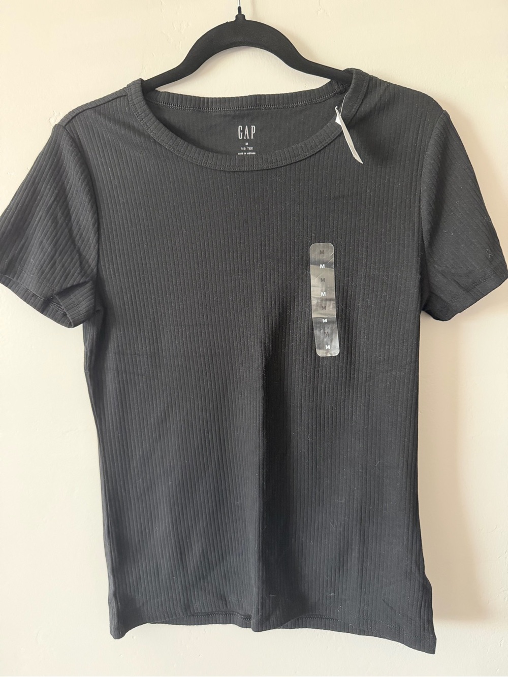 GAP Women's Black Ribbed Short Sleeve Crew Tee
